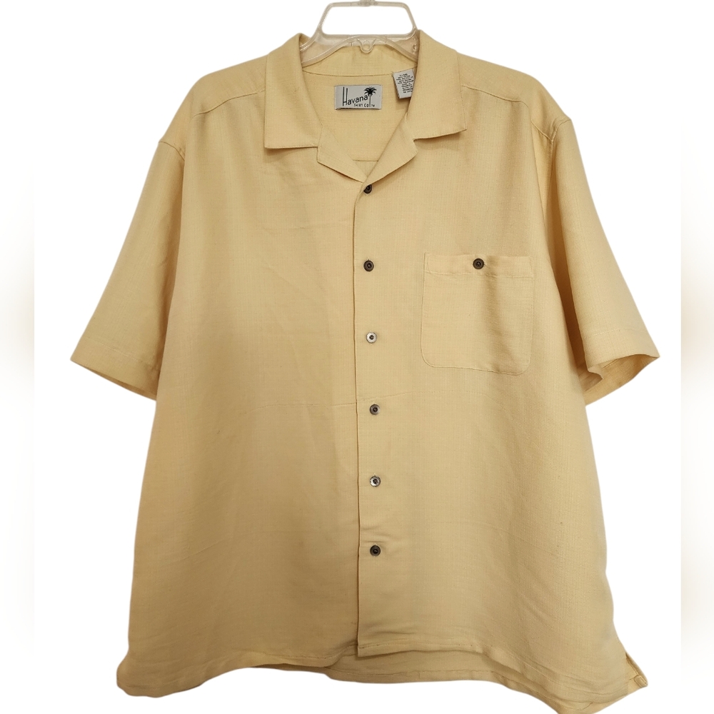 Havana Shirt Yellow Button Down Shirt Casual Resortwear Vacation Resort Mens XL